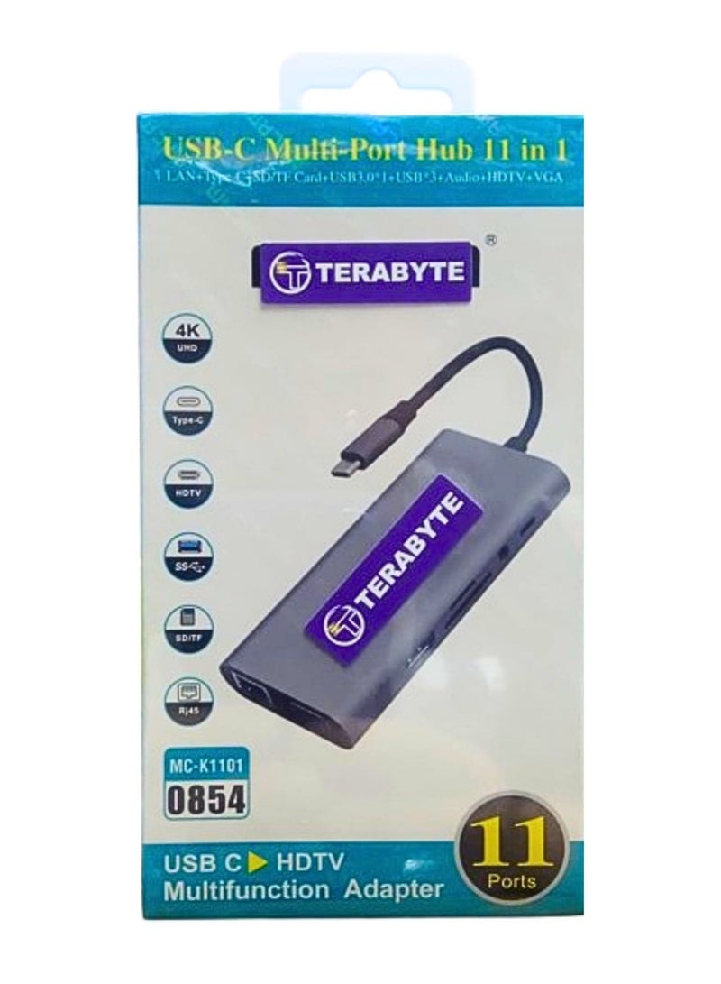 Terabyte محور متعدد المنافذ USB-C 11 في 1 محول متعدد الوظائف HDTV - Image 1